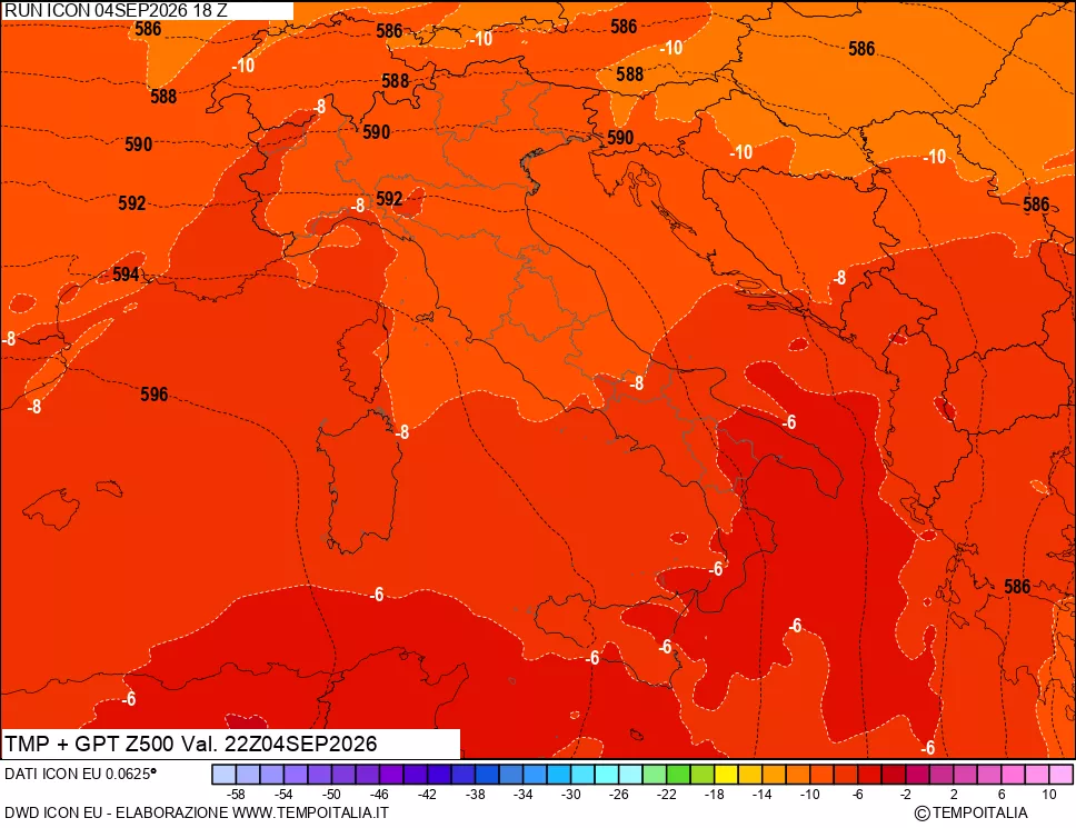 mappa 500 hPa Temp + GPT