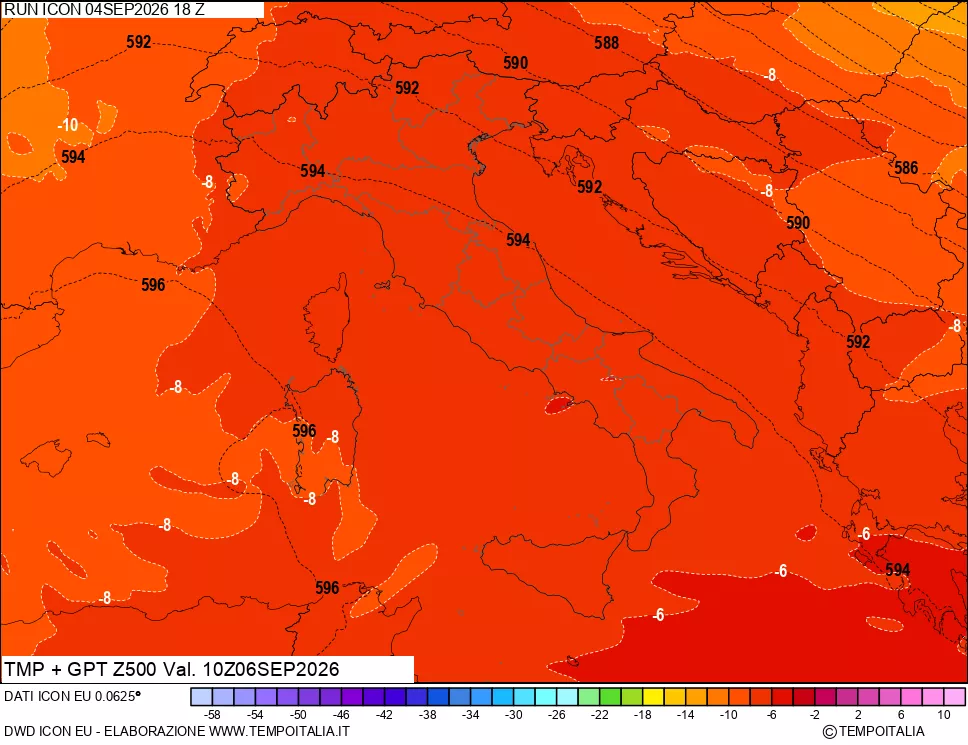 mappa 500 hPa Temp + GPT