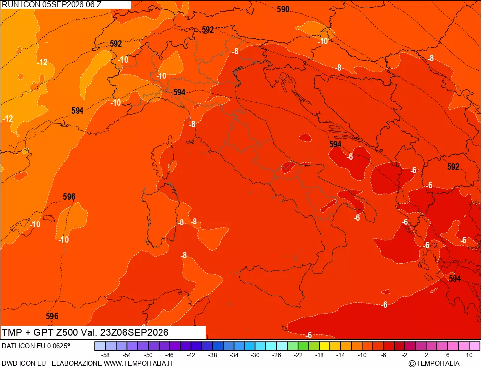 mappa 500 hPa Temp + GPT