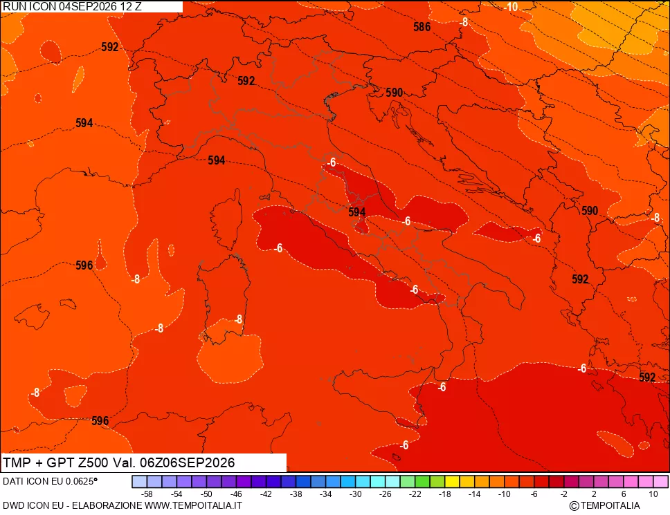 mappa 500 hPa Temp + GPT