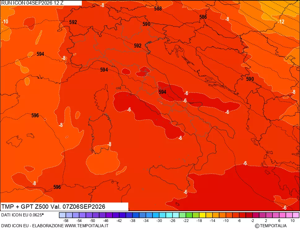mappa 500 hPa Temp + GPT