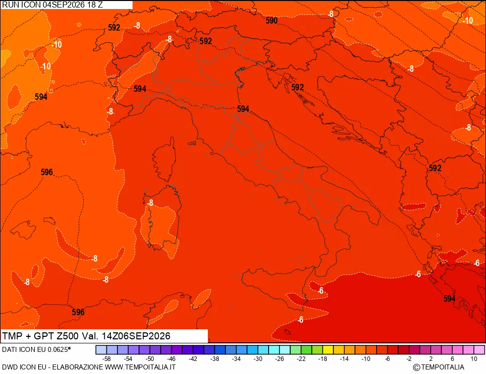 mappa 500 hPa Temp + GPT
