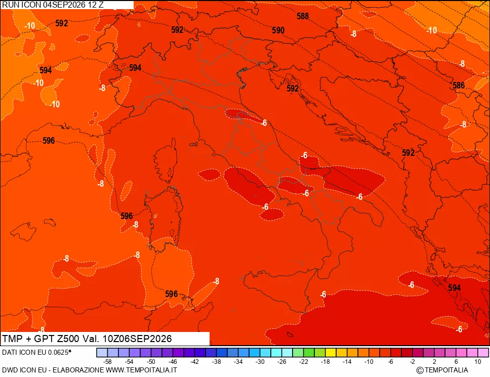 mappa 500 hPa Temp + GPT