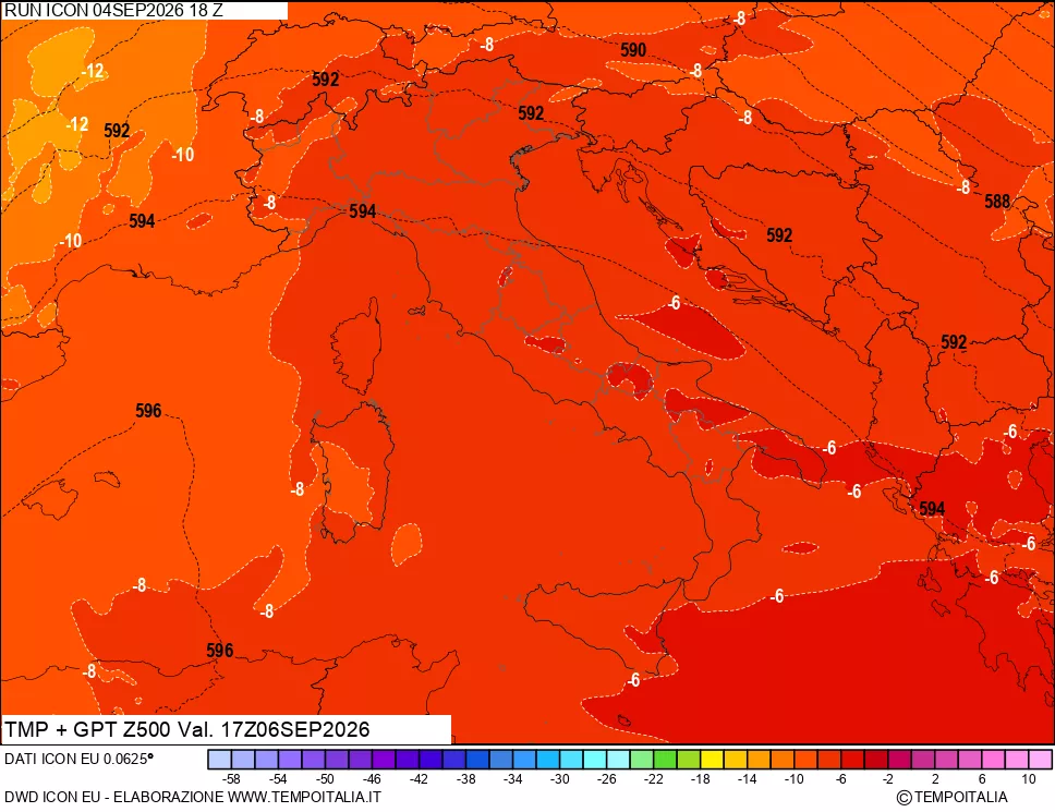 mappa 500 hPa Temp + GPT