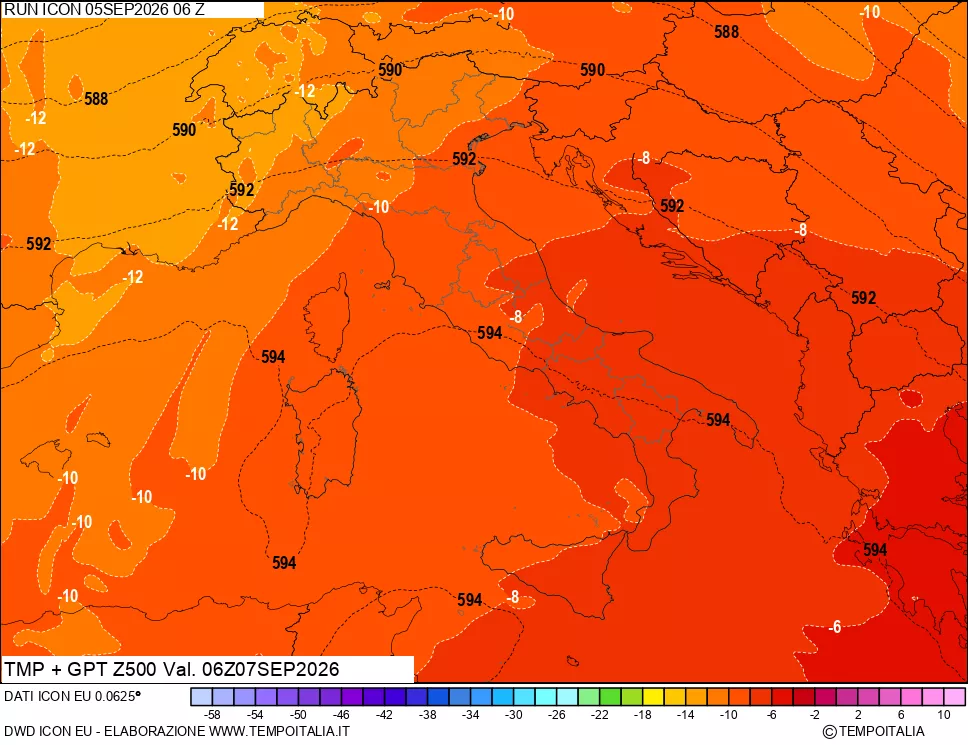 mappa 500 hPa Temp + GPT