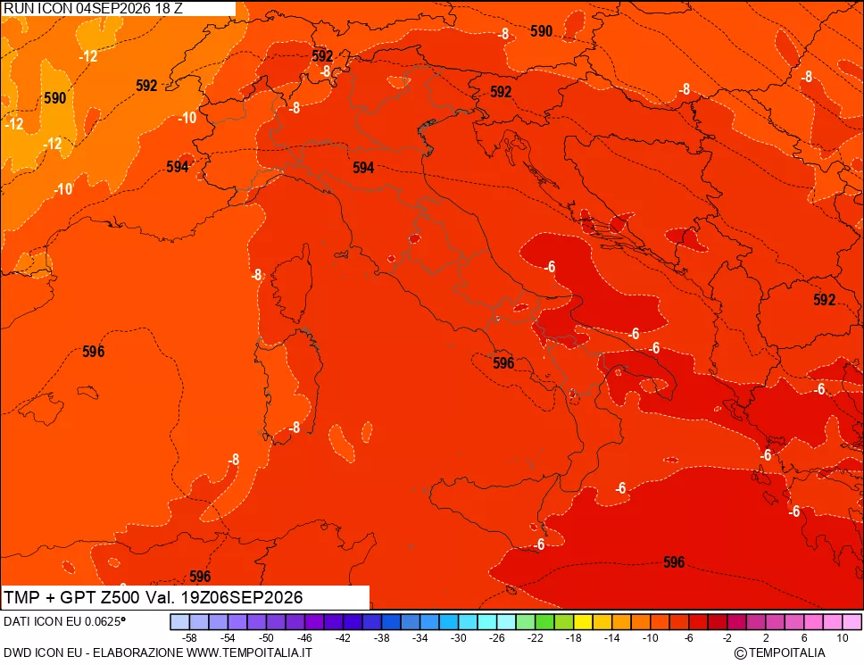 mappa 500 hPa Temp + GPT