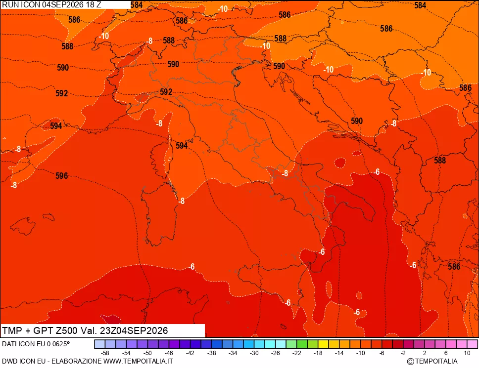 mappa 500 hPa Temp + GPT
