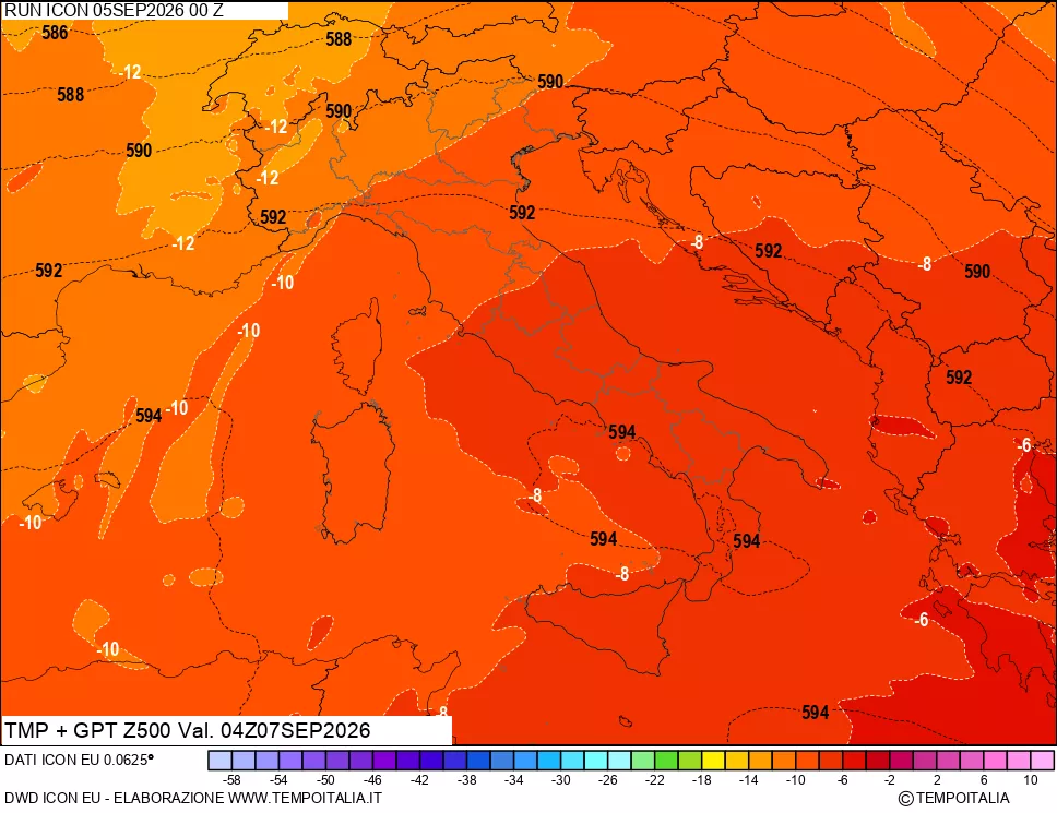mappa 500 hPa Temp + GPT