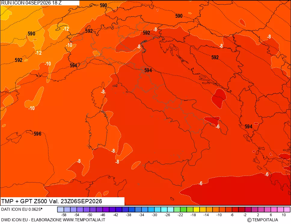 mappa 500 hPa Temp + GPT