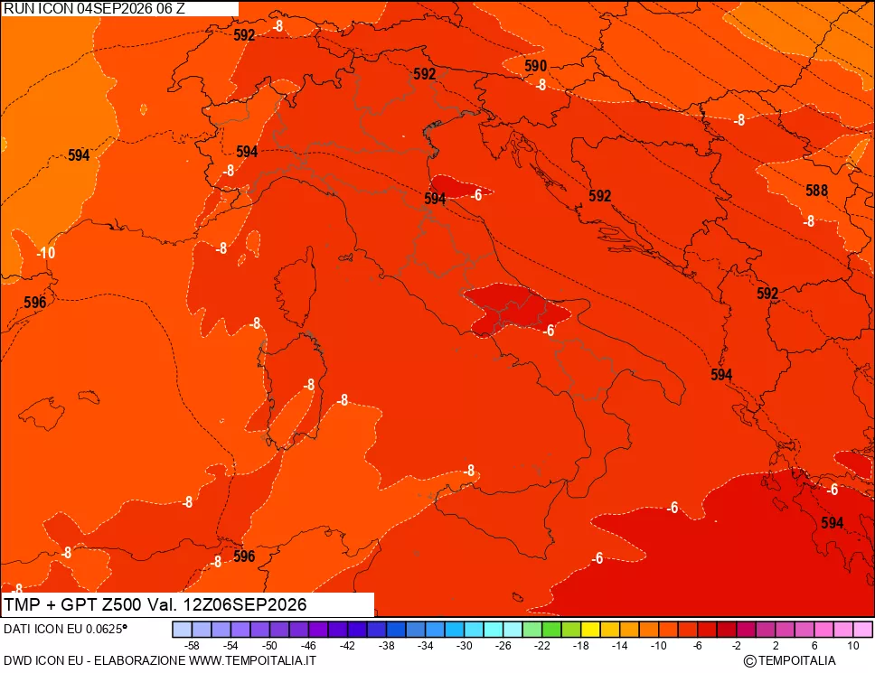 mappa 500 hPa Temp + GPT