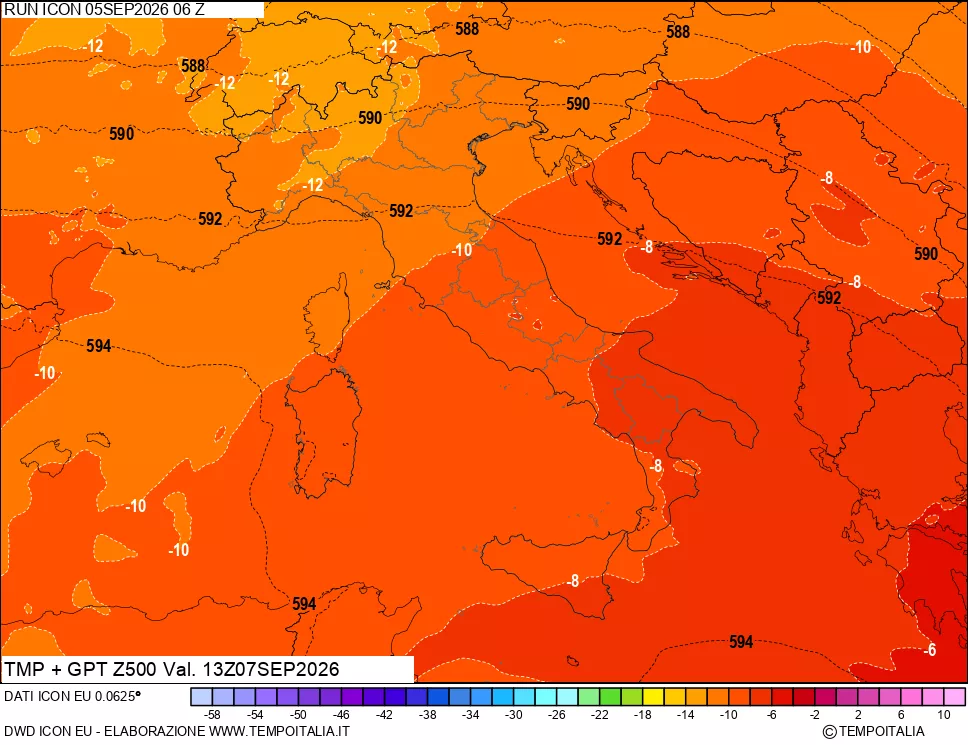 mappa 500 hPa Temp + GPT