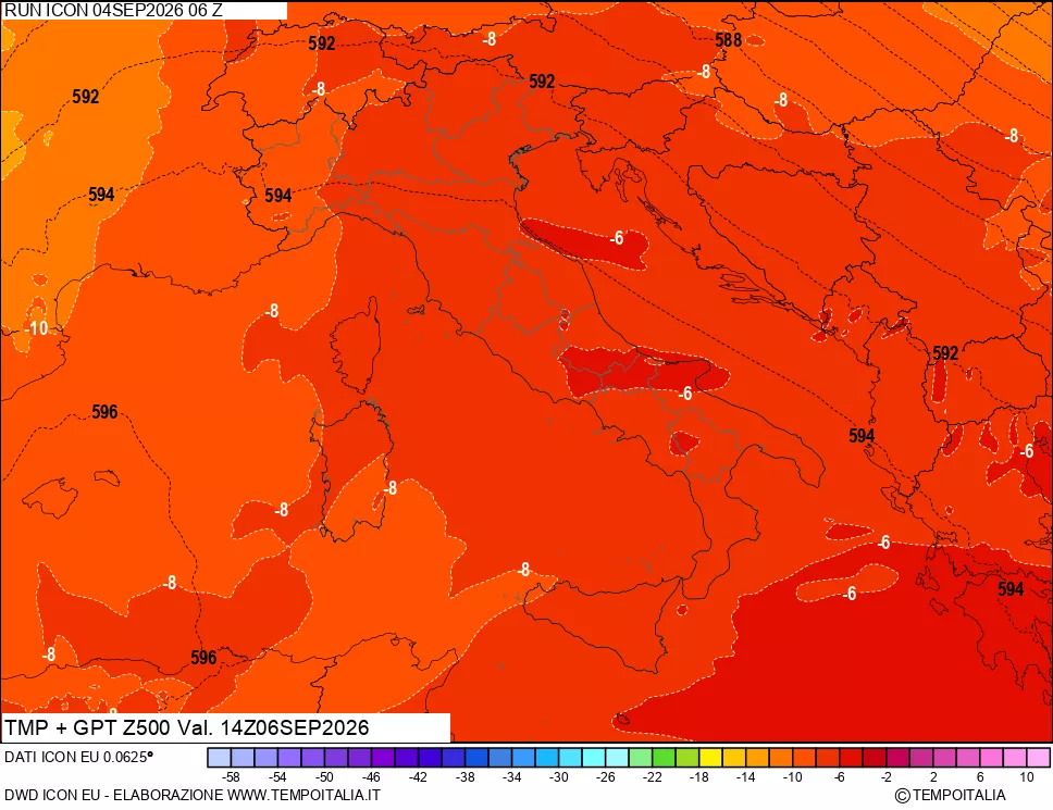mappa 500 hPa Temp + GPT