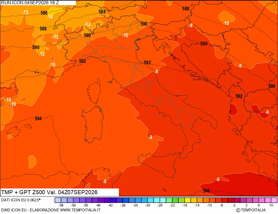 mappa 500 hPa Temp + GPT