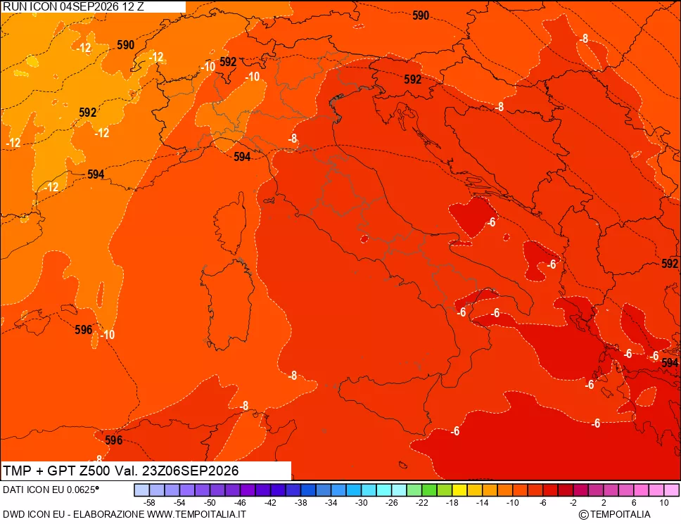 mappa 500 hPa Temp + GPT