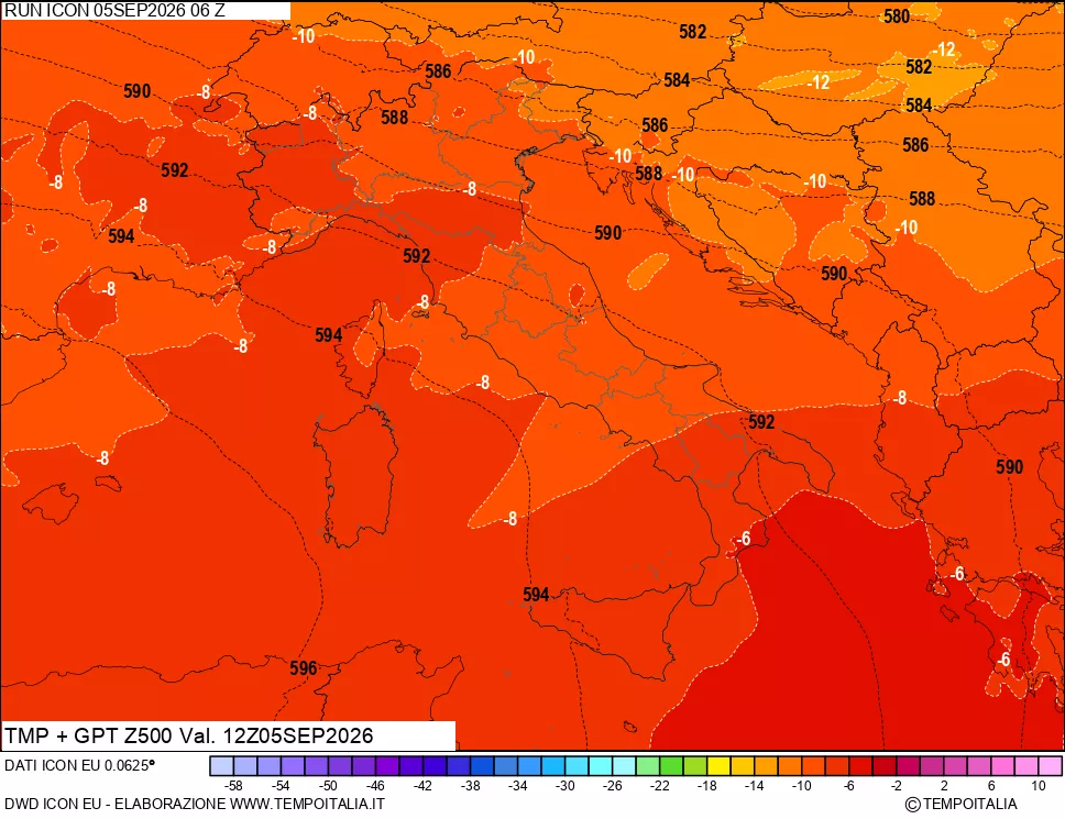 mappa 500 hPa Temp + GPT