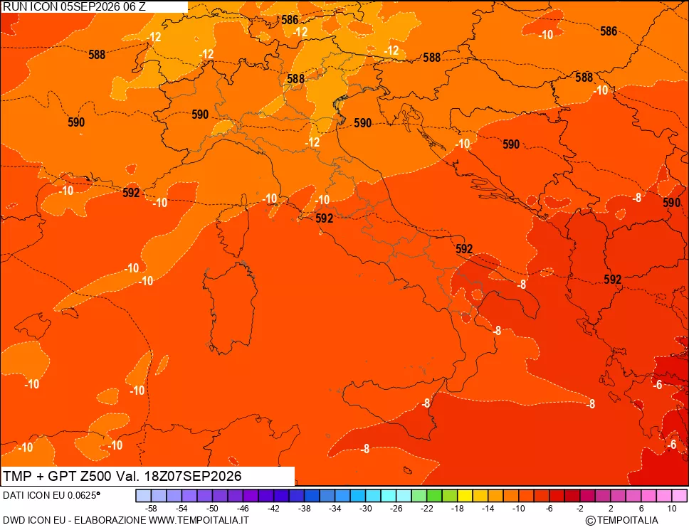 mappa 500 hPa Temp + GPT