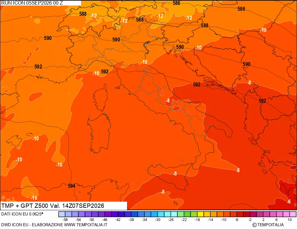 mappa 500 hPa Temp + GPT