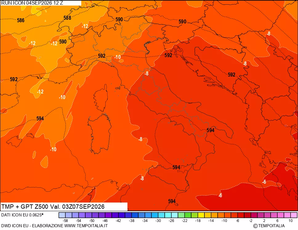 mappa 500 hPa Temp + GPT