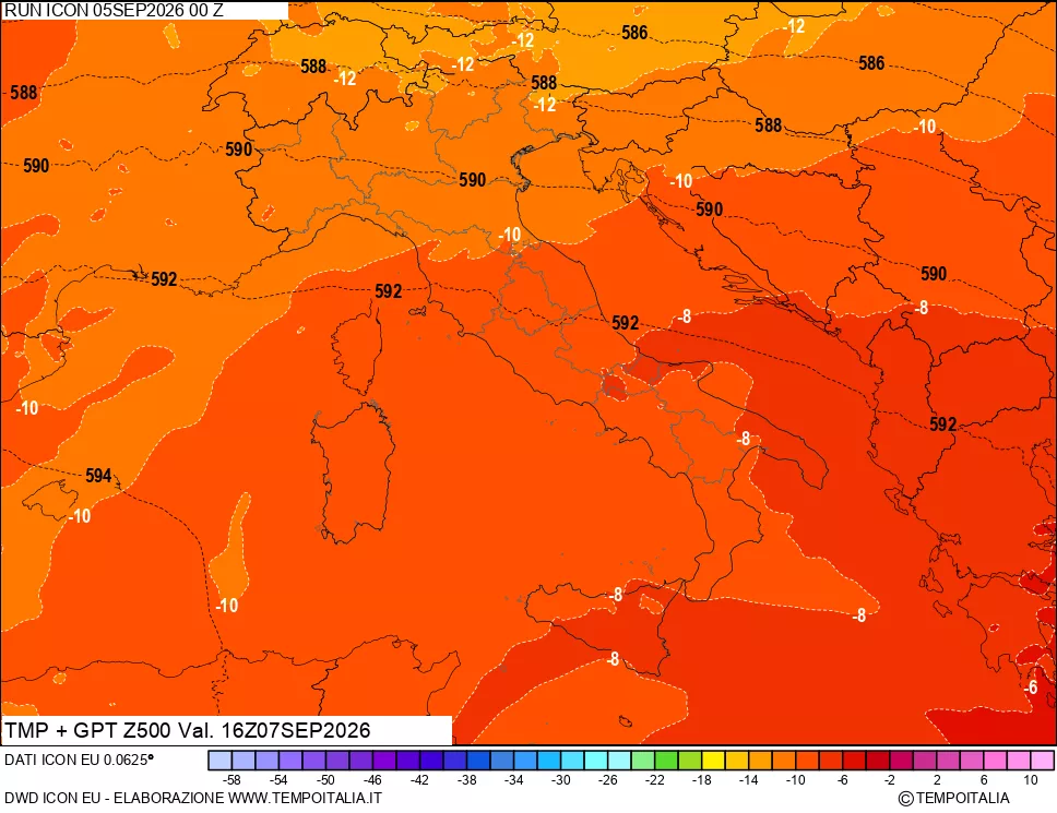mappa 500 hPa Temp + GPT