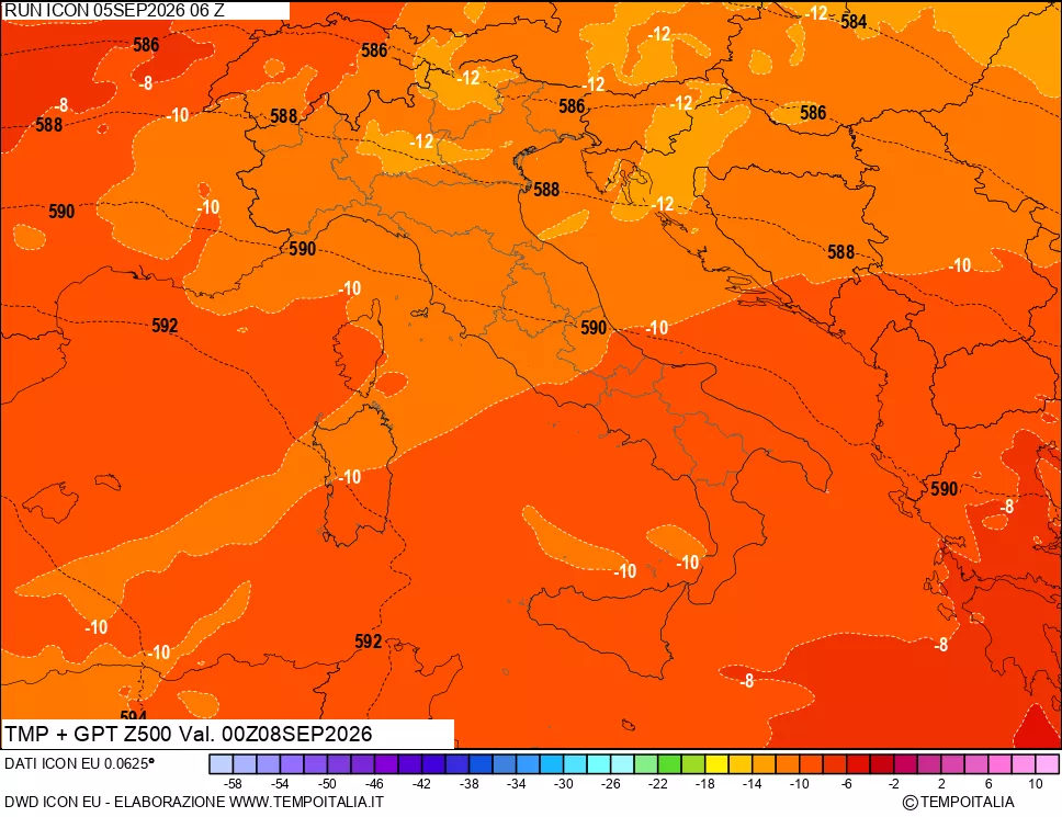 mappa 500 hPa Temp + GPT
