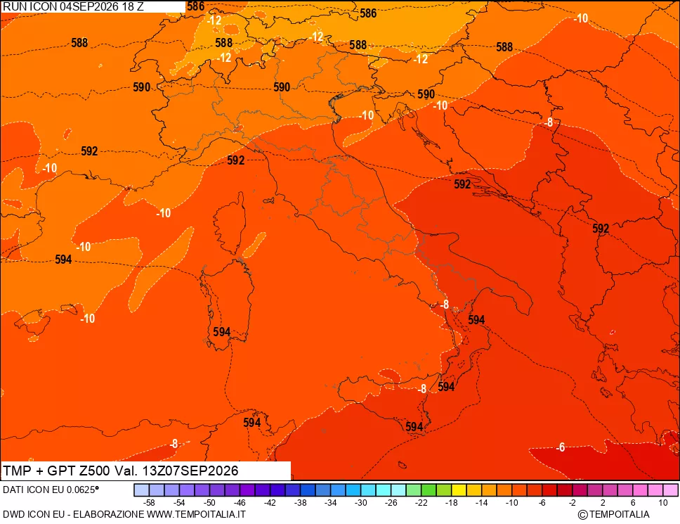 mappa 500 hPa Temp + GPT