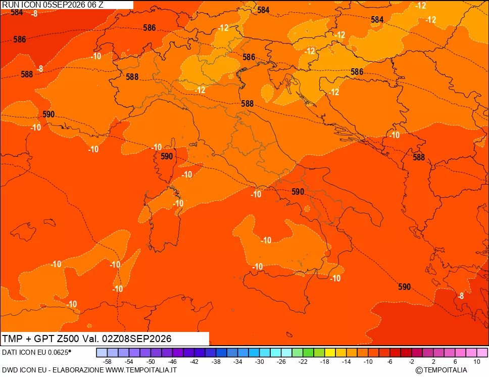 mappa 500 hPa Temp + GPT