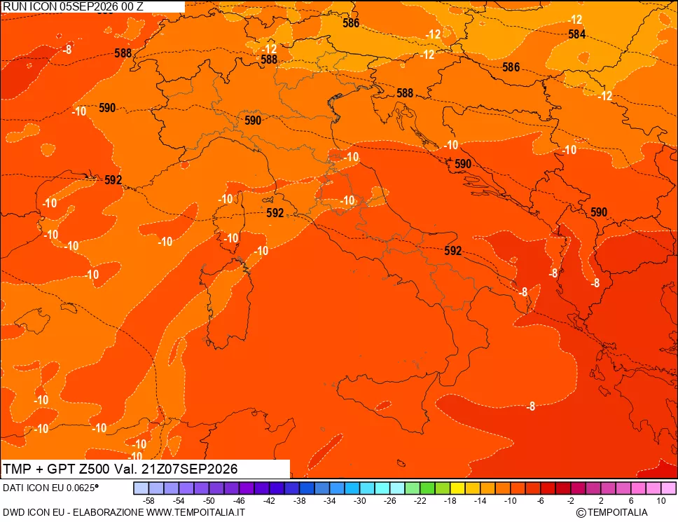 mappa 500 hPa Temp + GPT