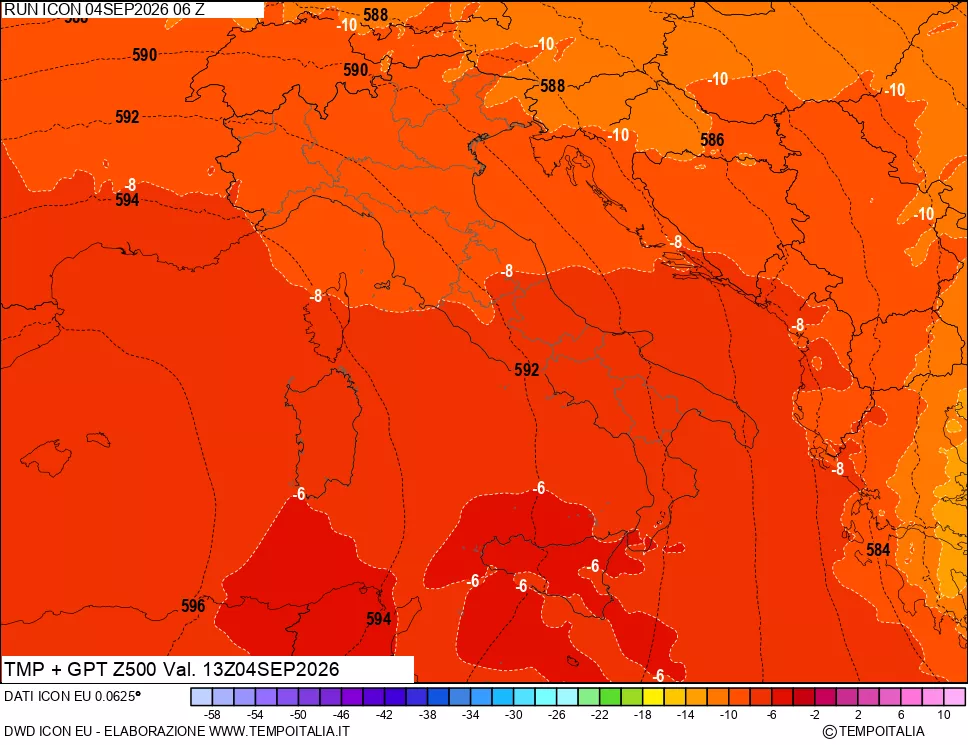 mappa 500 hPa Temp + GPT