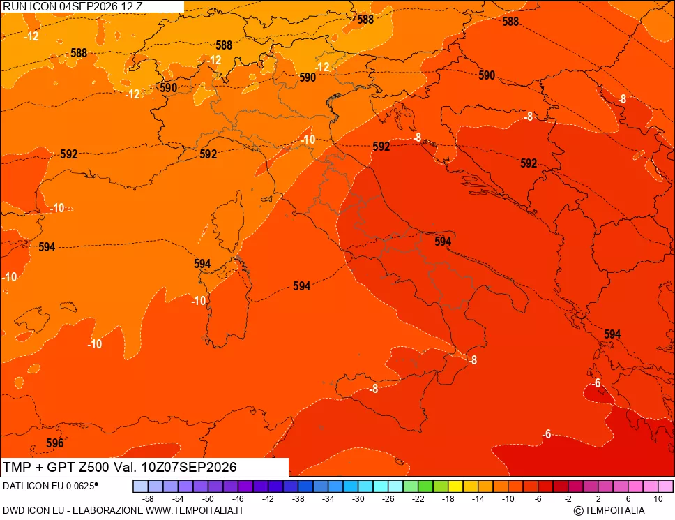 mappa 500 hPa Temp + GPT