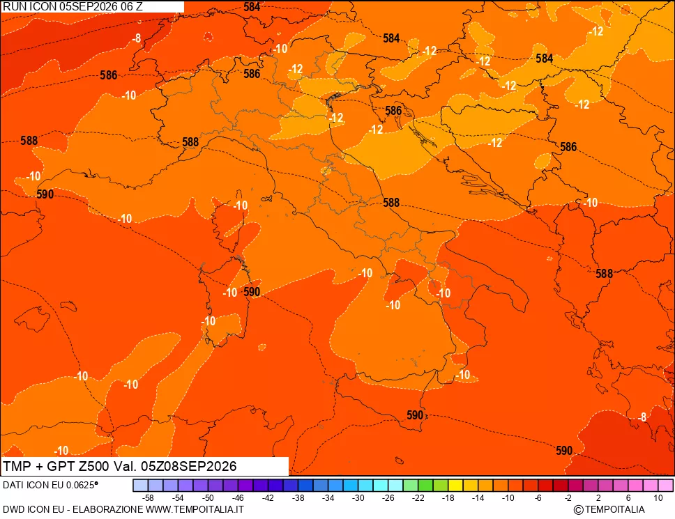 mappa 500 hPa Temp + GPT
