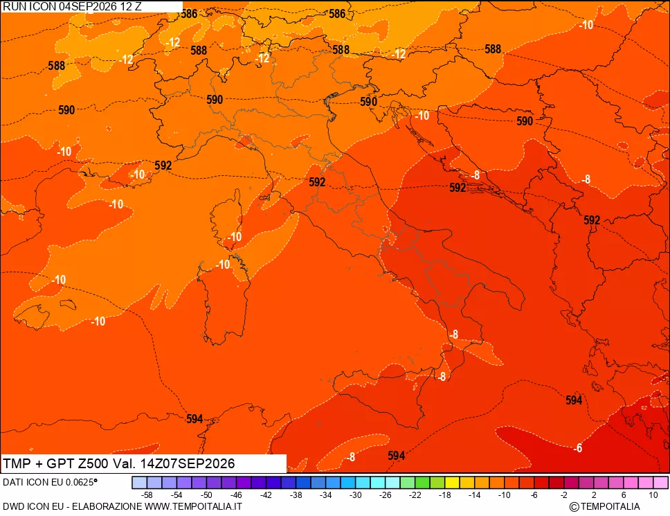mappa 500 hPa Temp + GPT