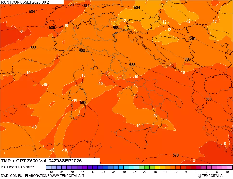 mappa 500 hPa Temp + GPT
