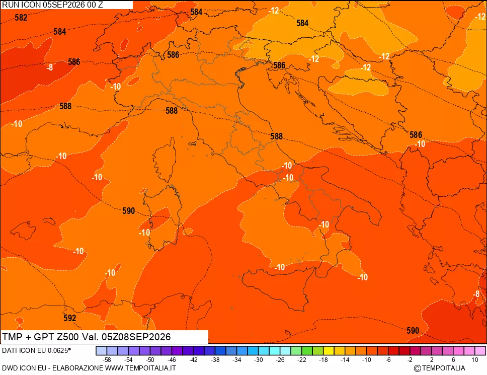 mappa 500 hPa Temp + GPT