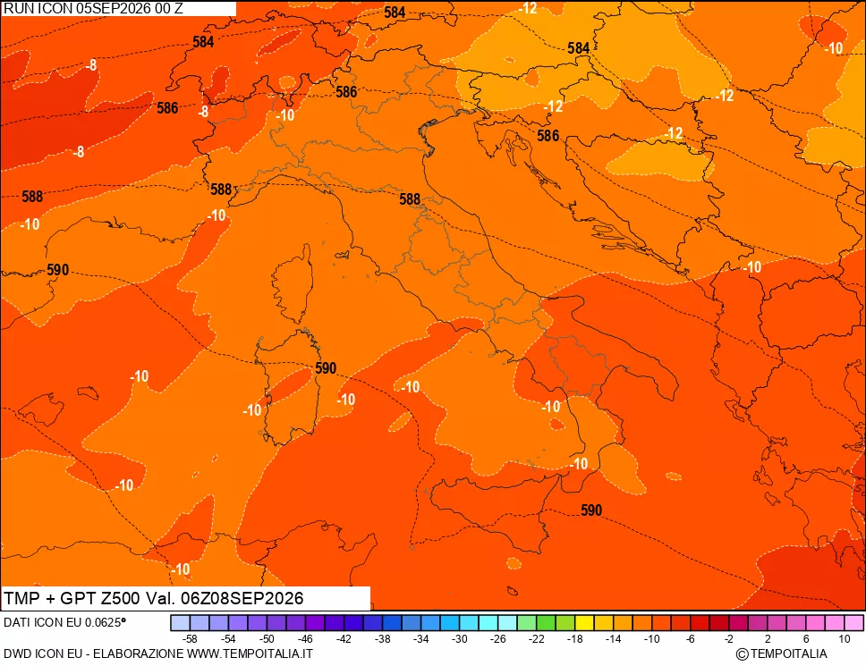 mappa 500 hPa Temp + GPT