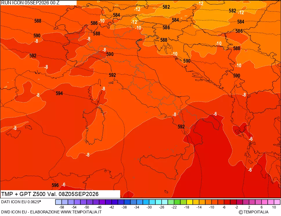 mappa 500 hPa Temp + GPT