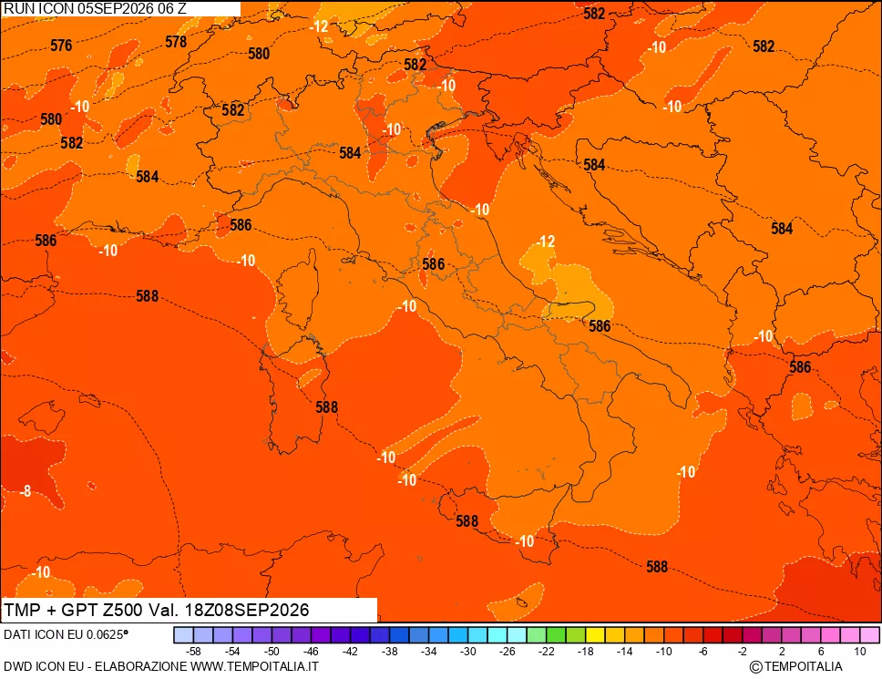 mappa 500 hPa Temp + GPT