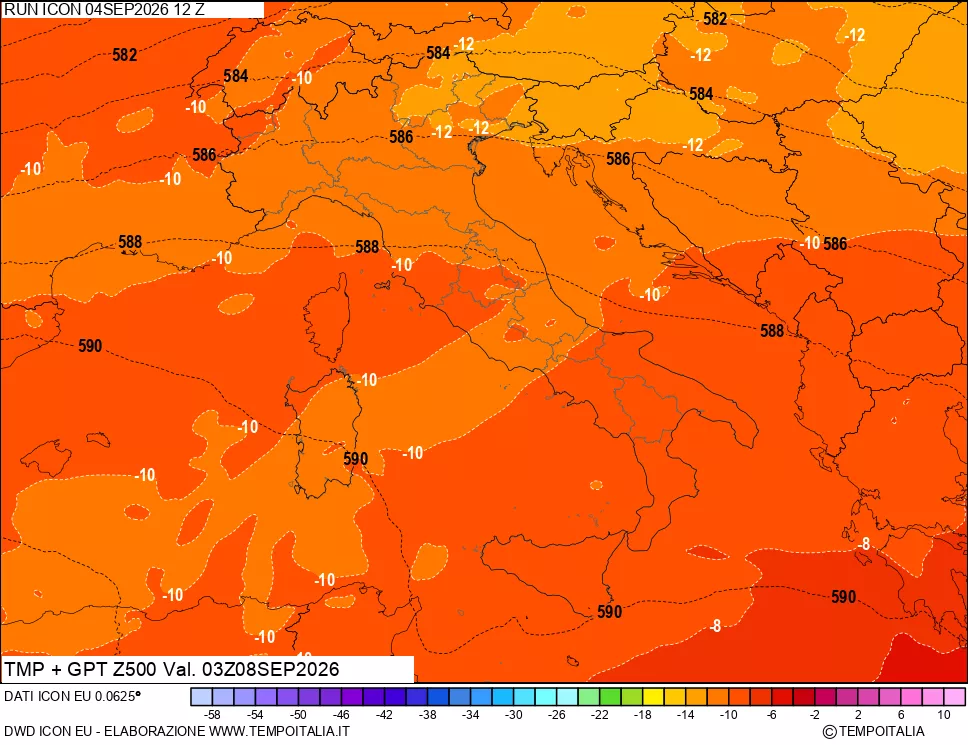 mappa 500 hPa Temp + GPT
