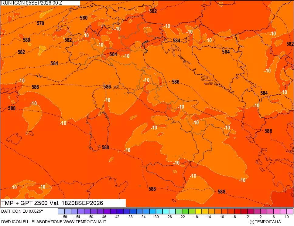 mappa 500 hPa Temp + GPT