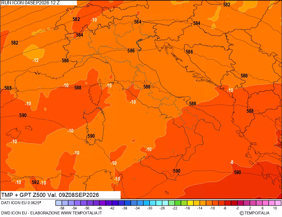 mappa 500 hPa Temp + GPT