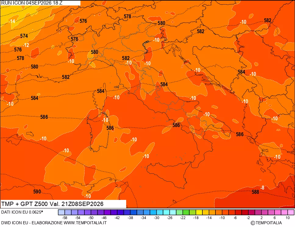 mappa 500 hPa Temp + GPT