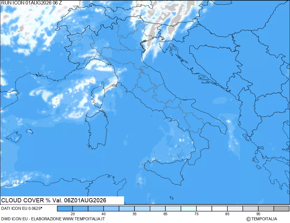 mappa Nuvolosit&agrave; totale