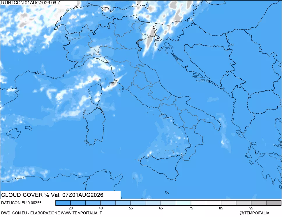 mappa Nuvolosit&agrave; totale