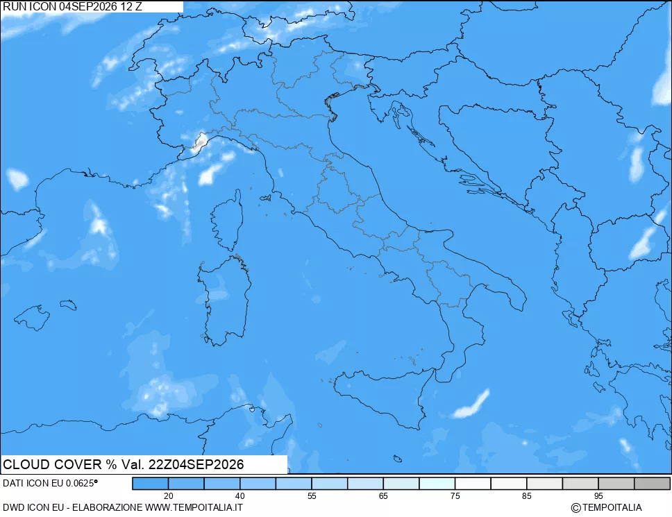 mappa Nuvolosit&agrave; totale