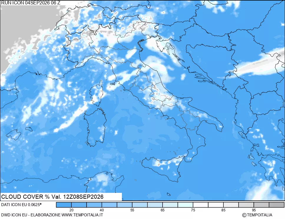 mappa Nuvolosit&agrave; totale