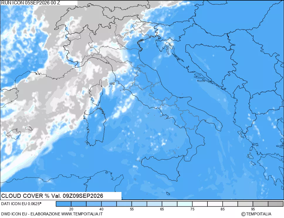 mappa Nuvolosit&agrave; totale