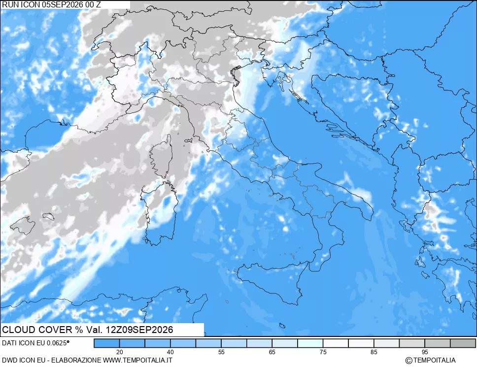 mappa Nuvolosit&agrave; totale