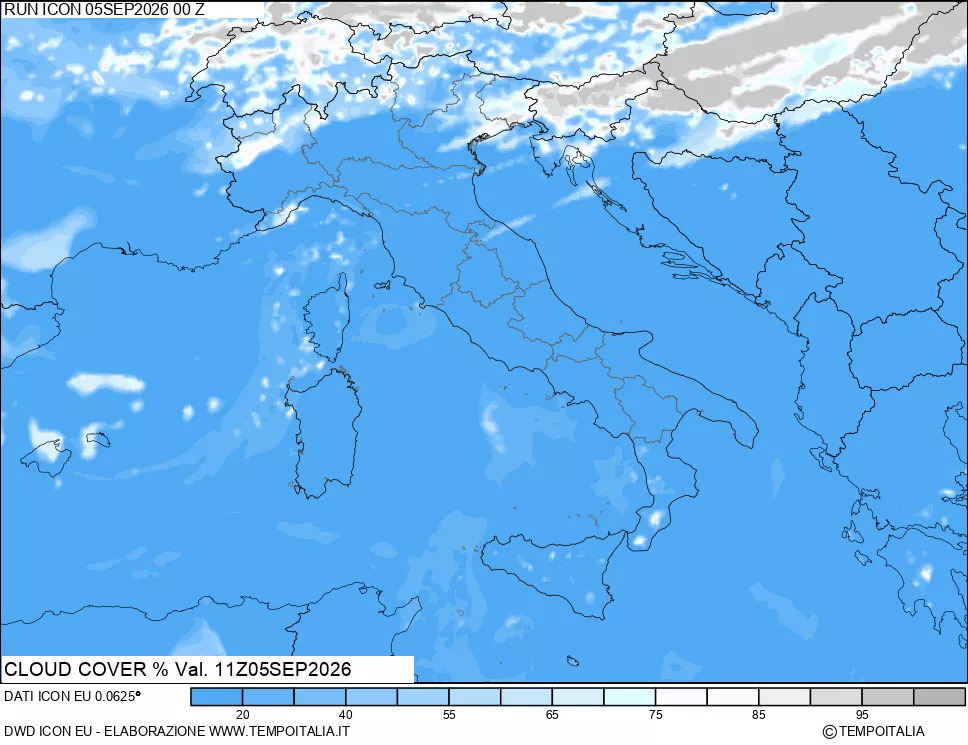 mappa Nuvolosit&agrave; totale