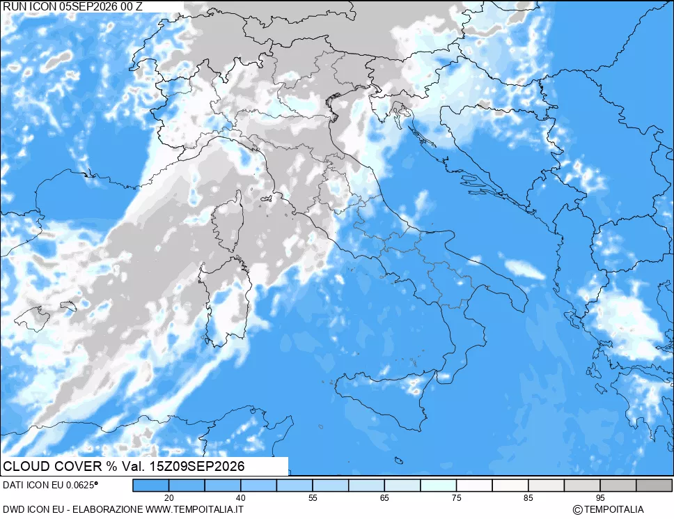 mappa Nuvolosit&agrave; totale