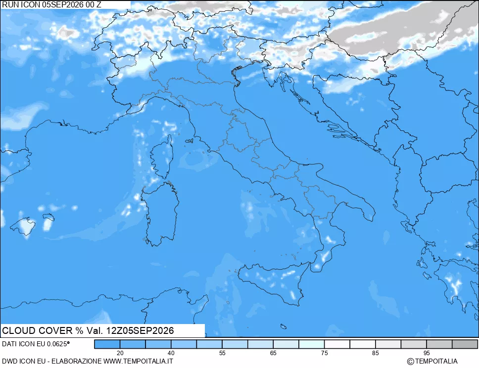 mappa Nuvolosit&agrave; totale