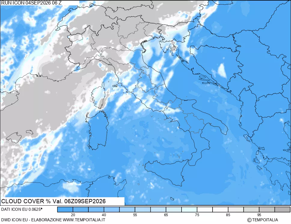 mappa Nuvolosit&agrave; totale